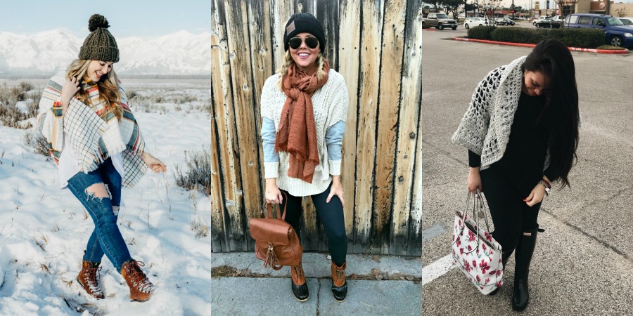 Cold Weather essentials featured by top US fashion blog, Walking in Memphis in High Heels: image of a woman wearing aGrace & Lace plaid poncho, Free People skinny jeans, Grace & Lace pom beanie, and KAMIK hiking boots